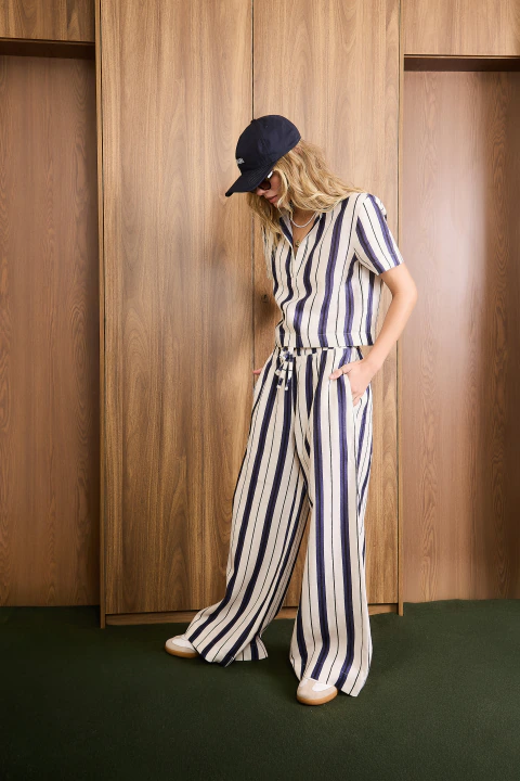 Calça Listrada Linho - loja online