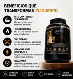 Proteína God Whey Hipercalórica 5 lb | Ganancia de Masa Muscular | 53 g de Proteína por Porción - comprar en línea