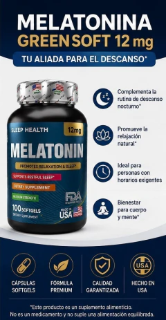 Melatonina 12 mg x 100 Softgels Pack x3 | Suplemento Alimenticio GreenSoft - comprar en línea