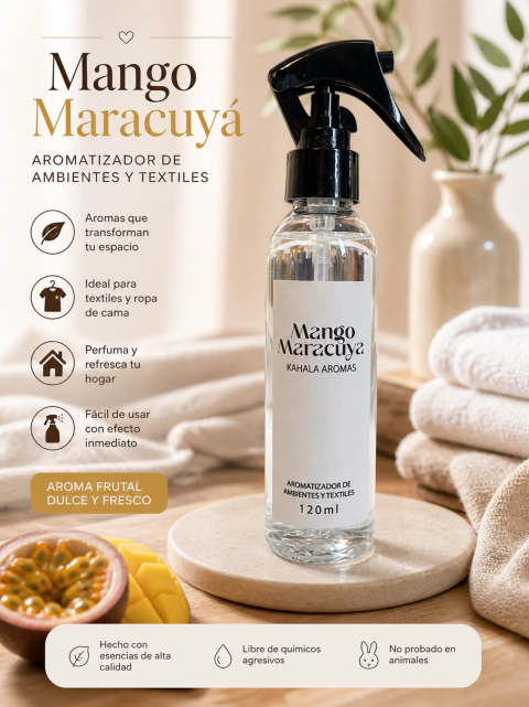 Aromatizador de Ambientes y Textiles 120ml - Mango Maracuyá