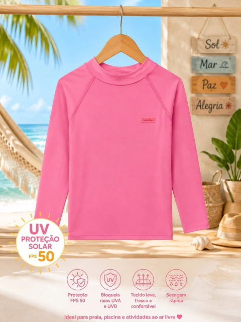 Camiseta Infantil UV FPS 50 Rosa - Marlan