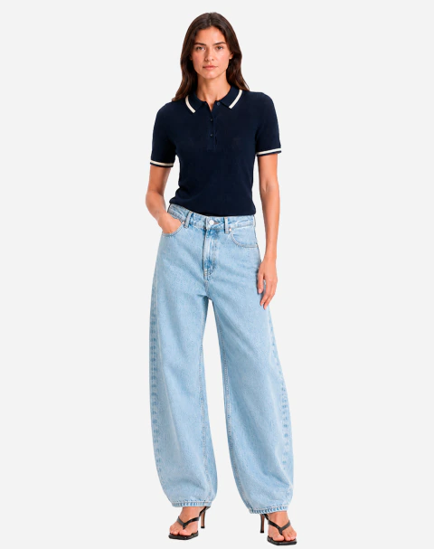 Calça Barrel Jeans - Azul Claro