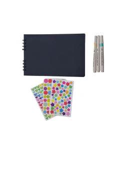 Kit Scrapbooking Inicial: Álbum de Recortes + Marcadores + Stickers