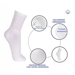 kit 12 Pares Meia Cano Longo Branca Masculino Ou Feminino Adulto Cano Longo Alta Durabilidade na internet
