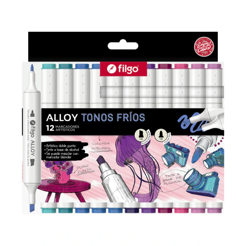 MARCADORES FILGO DOBLE PUNTA ALLOY X12u. COLORES FRIOS - comprar online