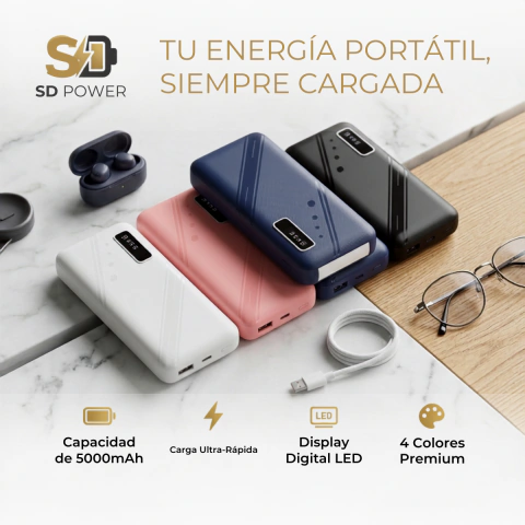 Power Bank 20.000 mAh Fortaleza con 3 salidas USB y linterna