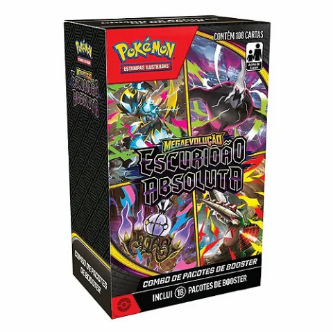 Pokémon Booster Box 18 unidades 108 cards - Mega Evolução ME05 Escuridão Absoluta