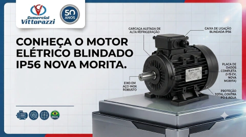 Motor Elétrico Blindado IP55 Nova Morita Monofásico e Trifásico - 1cv a 15cv