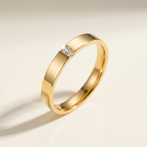 Aliança quadrada 3mm com diamante