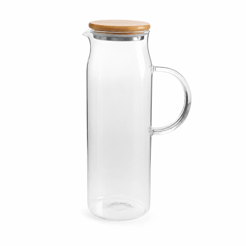 Jarra Sense Ou 1,5L Vidro com Tampa de Bambu Transparente