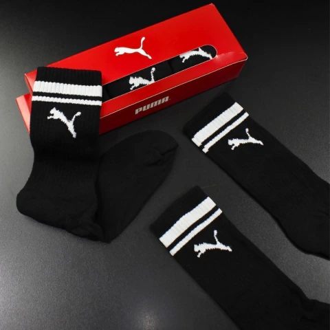 MEIA PUMA KIT COM 3 COR PRETA