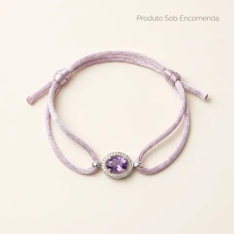 Pulseira Seda Ametista Lilás