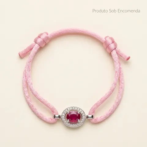 Pulseira Seda Rubi Rosa