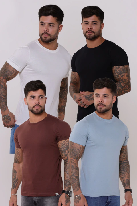 Kit 4 Peças Camiseta T-Shirt Maculino Premium Algodão Supreme