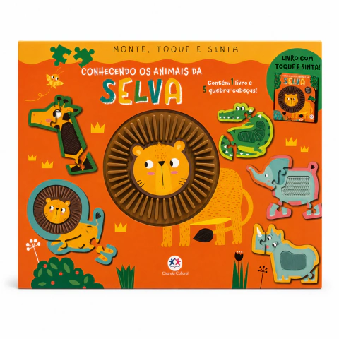 Livro Sensorial Monte, Toque e Sinta - 5 Quebra-Cabeças