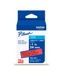 BROTHER CINTA LAMINADA NEGRO SOBRE ROJO 24MM.X8M