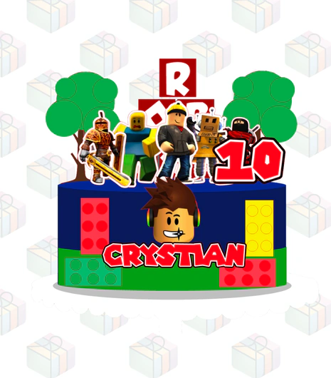 Topo de Bolo - Tema Roblox (Bolos de até 20cm)