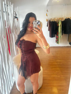 Vestido Em Suede Tomara-Que-Caia Com Bojo na internet
