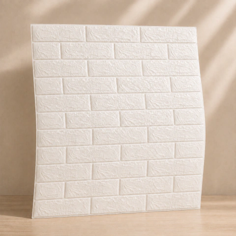 Placa Adesiva Tijolinho Espumado Branco 70x77cm