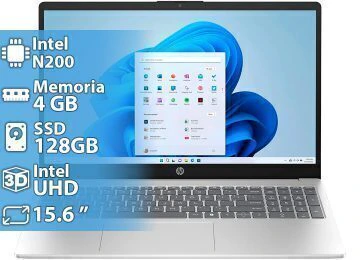 NOTEBOOK HP 15-FD0084 INTEL PENTIIUM N200 4GB 128GB 1366X768 15.6 PULGADAS WIN11 Y TECLADO EN INGLES PLATEADA - REACONDICIONADA - SIN DETALLES ESTETIC