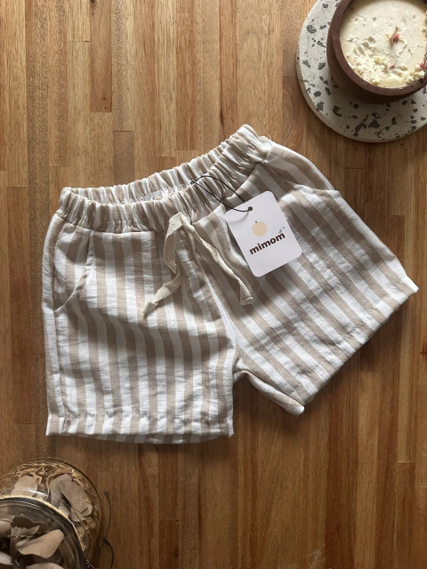 Short de Lino rayado Natural
