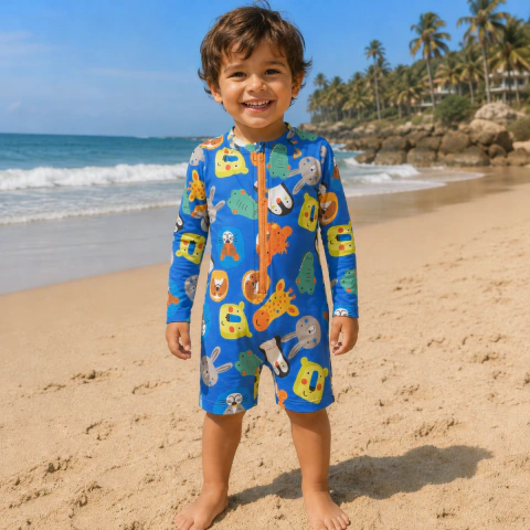 Macaquinho Infantil Moda Praia Priscina Com Proteção Solar UV - loja online