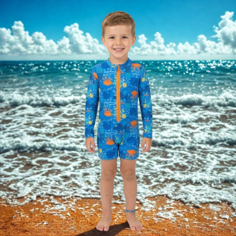 Macaquinho Infantil Moda Praia Priscina Com Proteção Solar UV - loja online