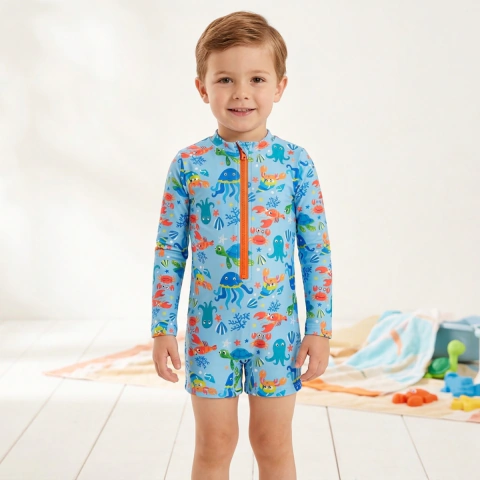 Macaquinho Infantil Moda Praia Priscina Com Proteção Solar UV na internet