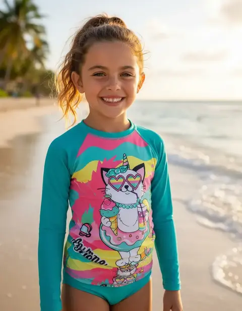 Biquini Infantil Com Blusa Proteção Térmica Uv50 Menina - Lamb Fashion