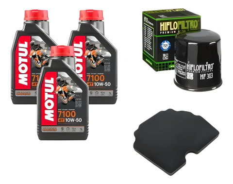 Kit Service Benelli Trk502 Filtro de Aceite HF303 + Filtro de Aire Original + 3 Motul 7100 10w50.