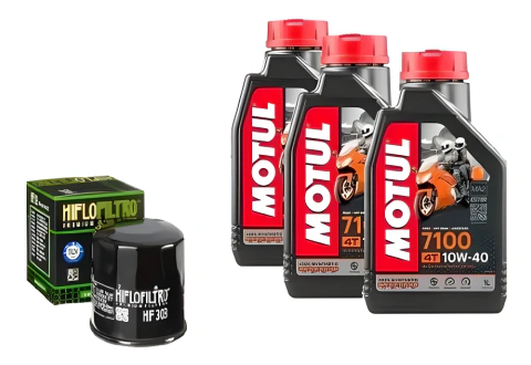 Kit Service Kawasaki Z500 Filtro Hf303 + 3 Aceite Motul 7100 10w40