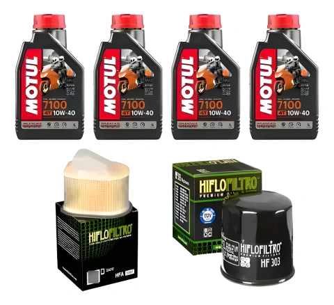 Kit Service Kawa Z1000 Filtro de aceite HIFLO HF303 + Filtro de aire HFA2802 + 4 Aceite Motul 7100 10w40