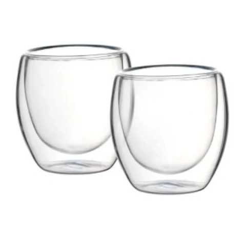 Kit 2 unidades copos de parede dupla 80ml para espresso