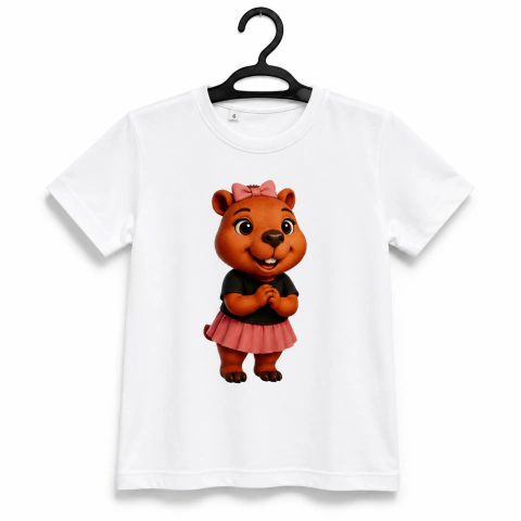 Camiseta Kapi Boneca Infantil - Branca