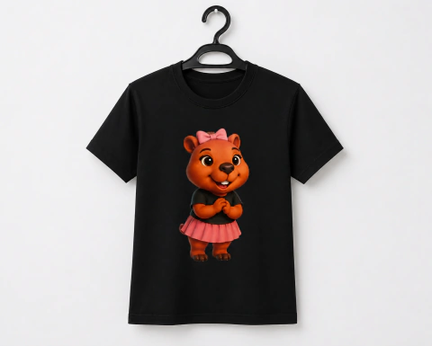 Camiseta Kapi Boneca Infantil - Preta