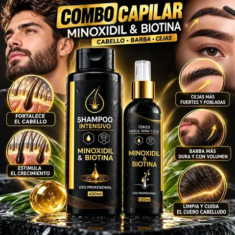 Combo Shampoo Intensivo + Tónico Minoxidil & Biotina