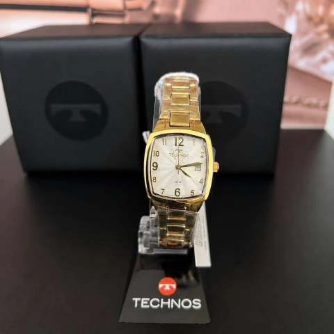 Relogio Technos Feminino Boutique Dourado Quadrado 2015CAF4K