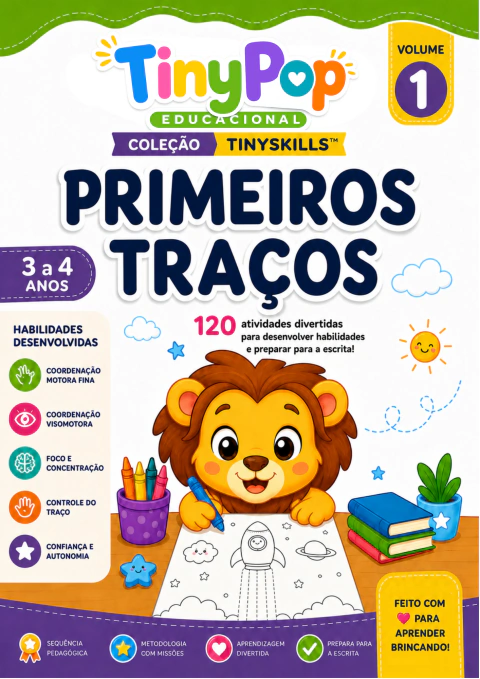 Primeiros Traços – Livro de Atividades para Coordenação Motora | 120 Atividades | 3 a 4 anos
