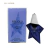 Perfume feminino Brand Collection Nº 366 em frasco azul em formato de estrela ao lado da embalagem azul com estrela desenhada
