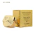 Perfume feminino Brand Collection nº 105 com frasco dourado em formato facetado e embalagem dourada ao lado