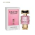 Perfume feminino Brand Collection nº 378 em frasco dourado com detalhes cor-de-rosa e caixa branca com etiqueta rosa