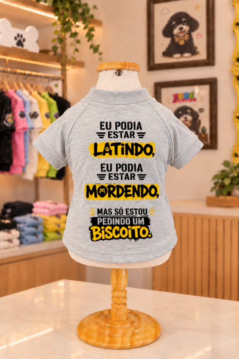 CAMISETA PET SÓ ESTOU PEDINDO UM BISCOITO — ZEZÉ PET CLUB