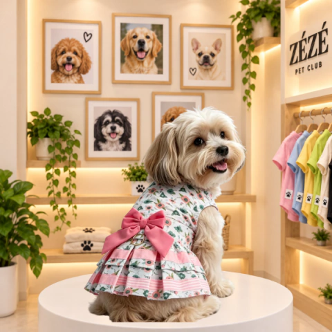 Vestido Pet Flor de Laço