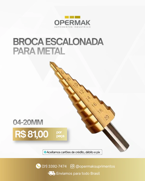 BROCA ESCALONADA PARA METAL 04-20MM