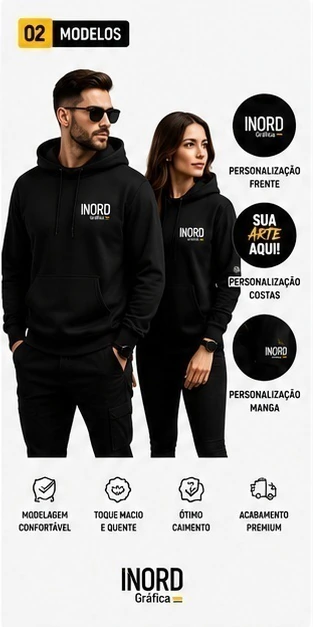 Moletom Personalizado em Malha PA | Personalização DTF Premium | PP ao GG