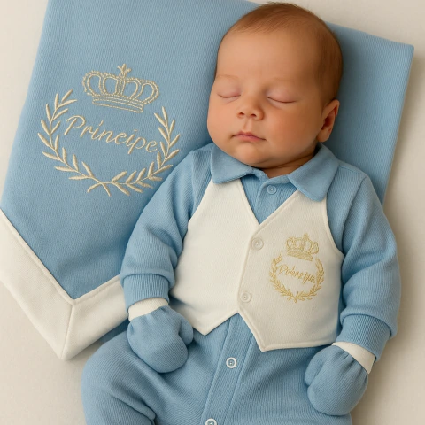 Kit Saída de Maternidade 6 peças - Príncipe Azul Bebê