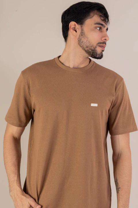 Camiseta Masculina Greenish Classic Blanc - Castanho Escuro