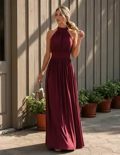 Vestido Longo Gola Alta