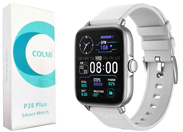 SMARTWATCH COLMI P28 PLUS OXIGENO EN SANGRE SATURACION CONTESTA LLAMADAS PANTALLA 1.69 PULGADAS - NO ES SUMERGIBLE PLATEADO - OUTLET - MINIMOS DETALLE