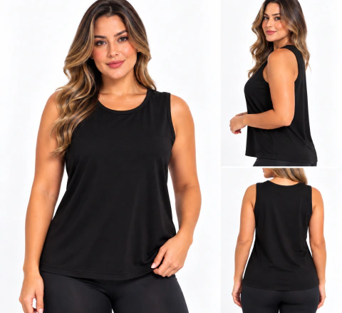 Regata Feminina Básica em Viscose com Elastano